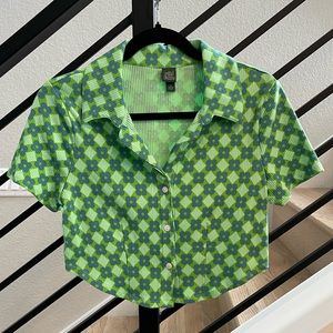 Wild Fable Mod Floral Collared Crop-top size Medium